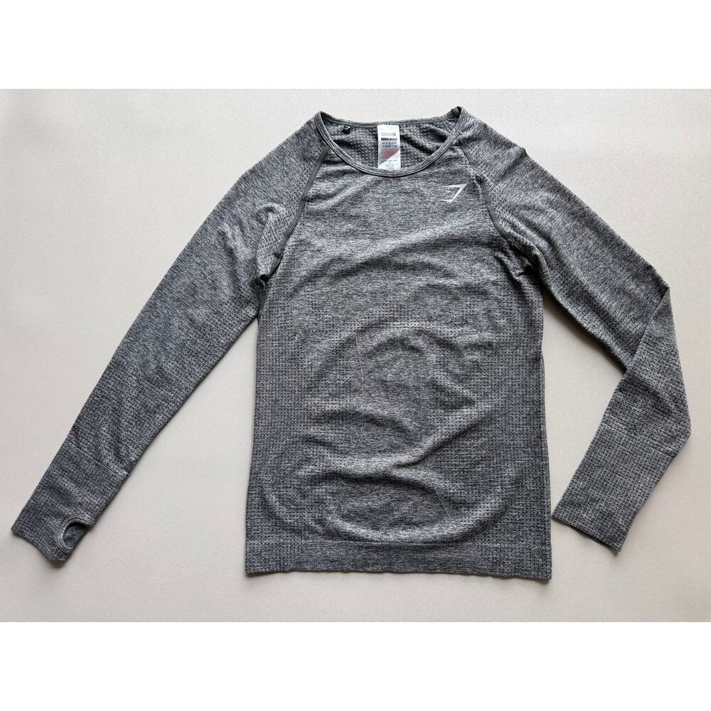 Gymshark Women's Gray Vital Seamless Long Sleeve Athletic Top Size L